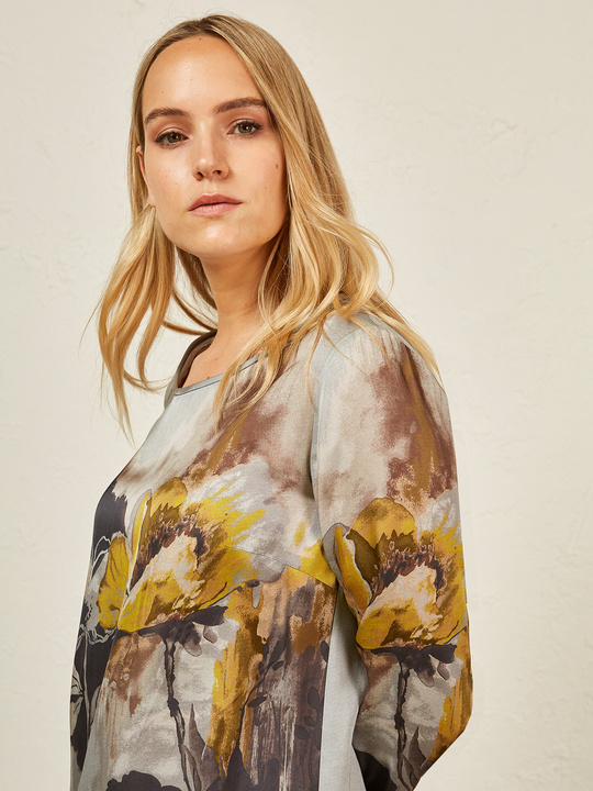 Elenamiro&nbsp;: Blouse &agrave; fleurs Gris_1