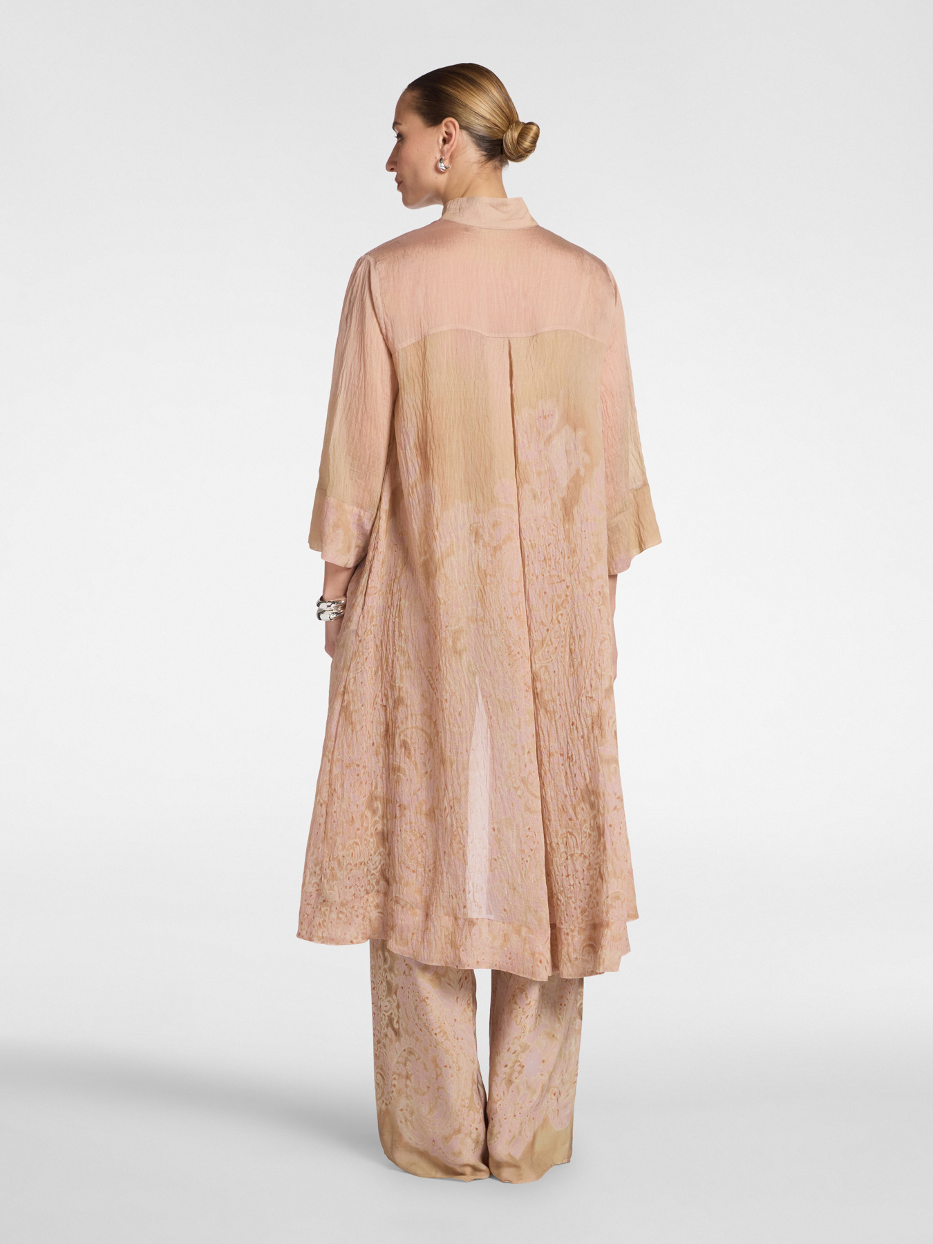 Camicia lunga in organza stampata image number 1