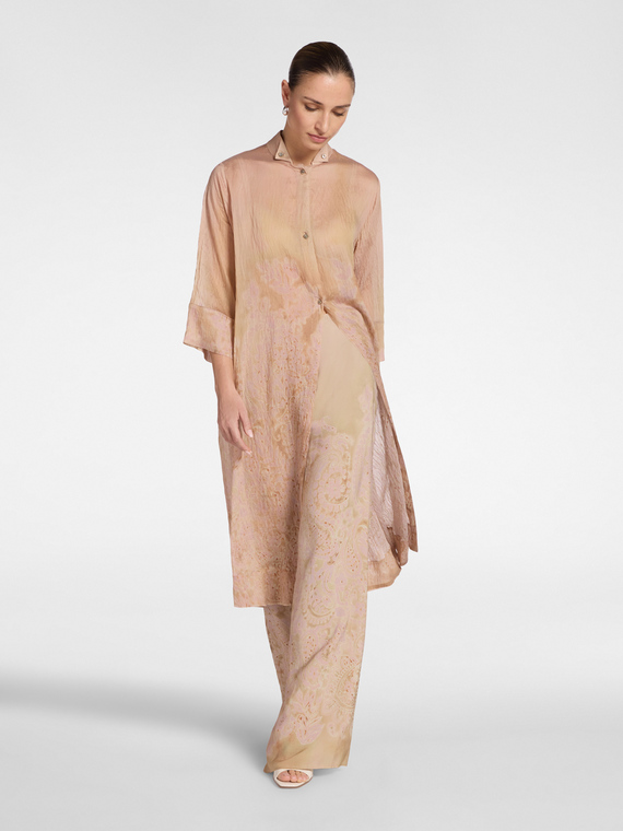 Printed straight-leg trousers