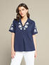 Poplin blouse with embroidery image number 1
