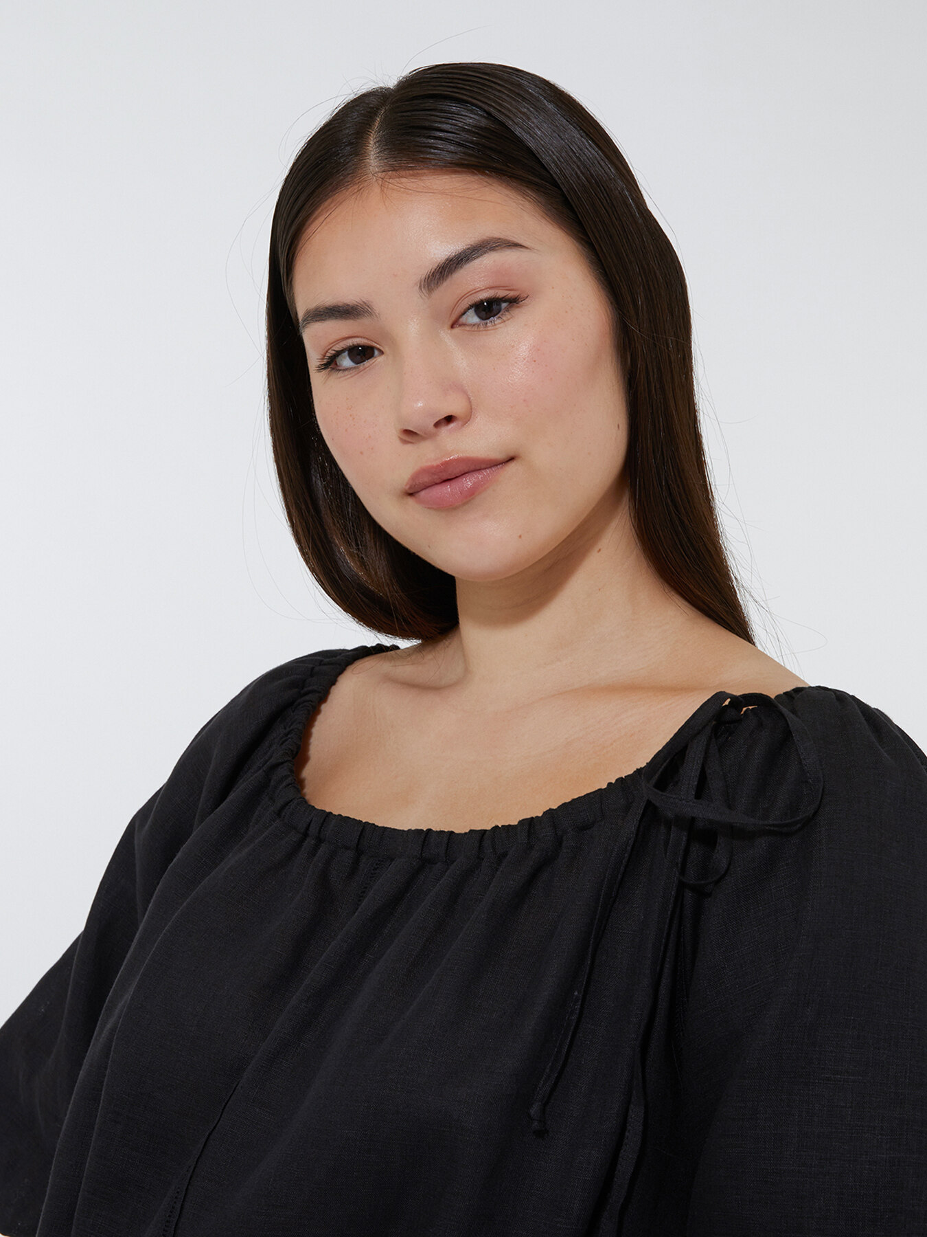 VESTIDO DE LINHO COM CINTO image number 2