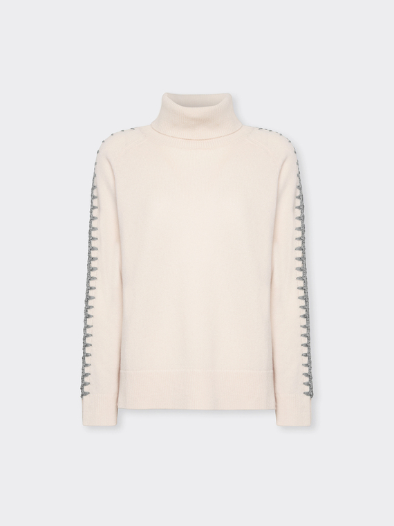 Hand-embroidered wool sweater