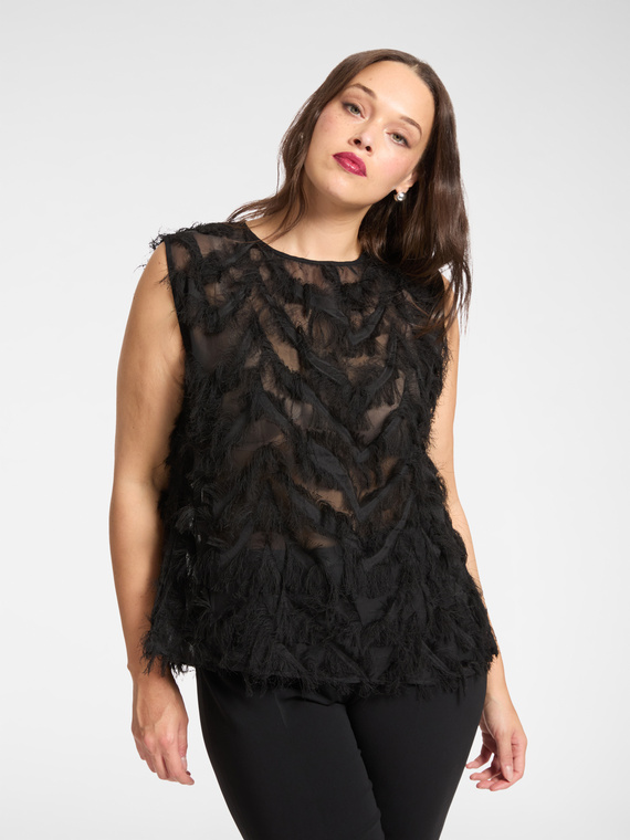 Top in georgette con frange