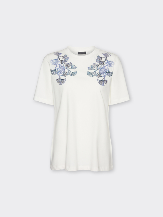 T-shirt com bordado floral