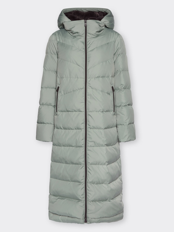 Long quilted nylon down jacket
