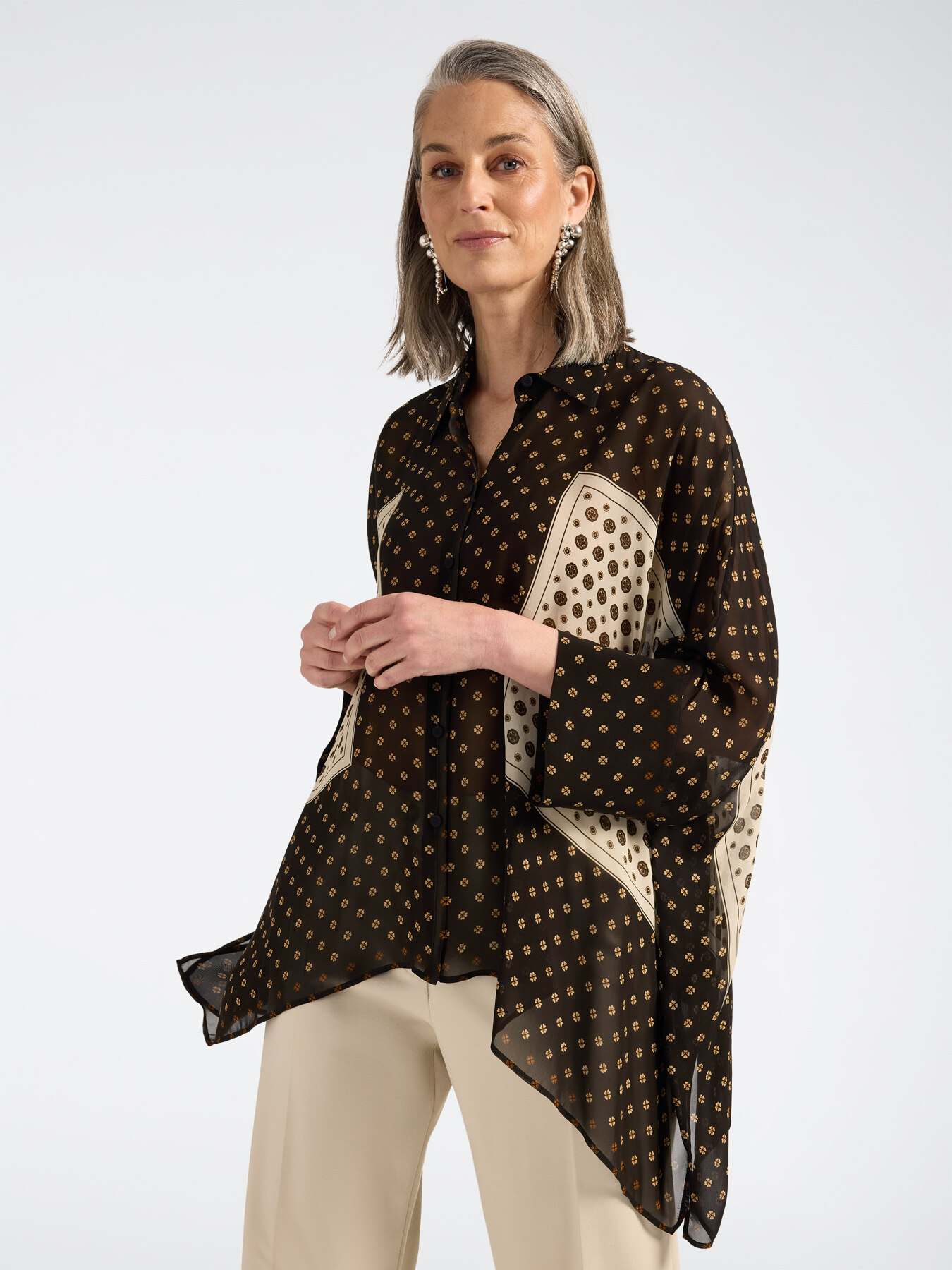 Oversized printed georgette shirt image number 0