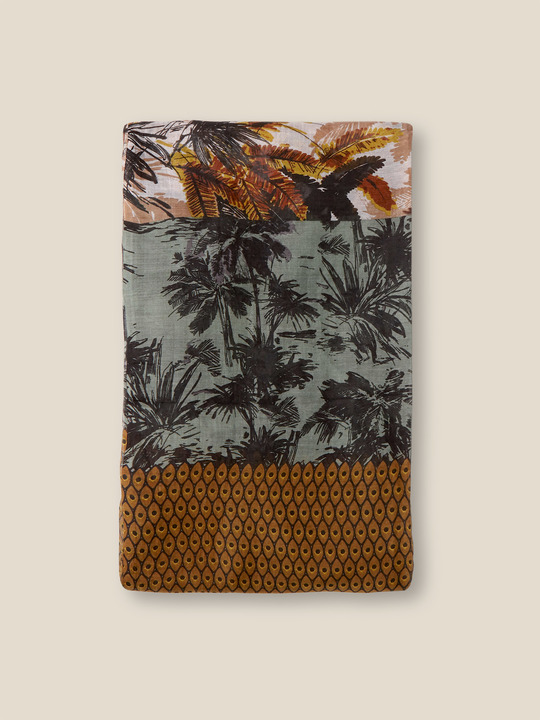 Elenamiro: Echarpe em seta estampada Castanho_1