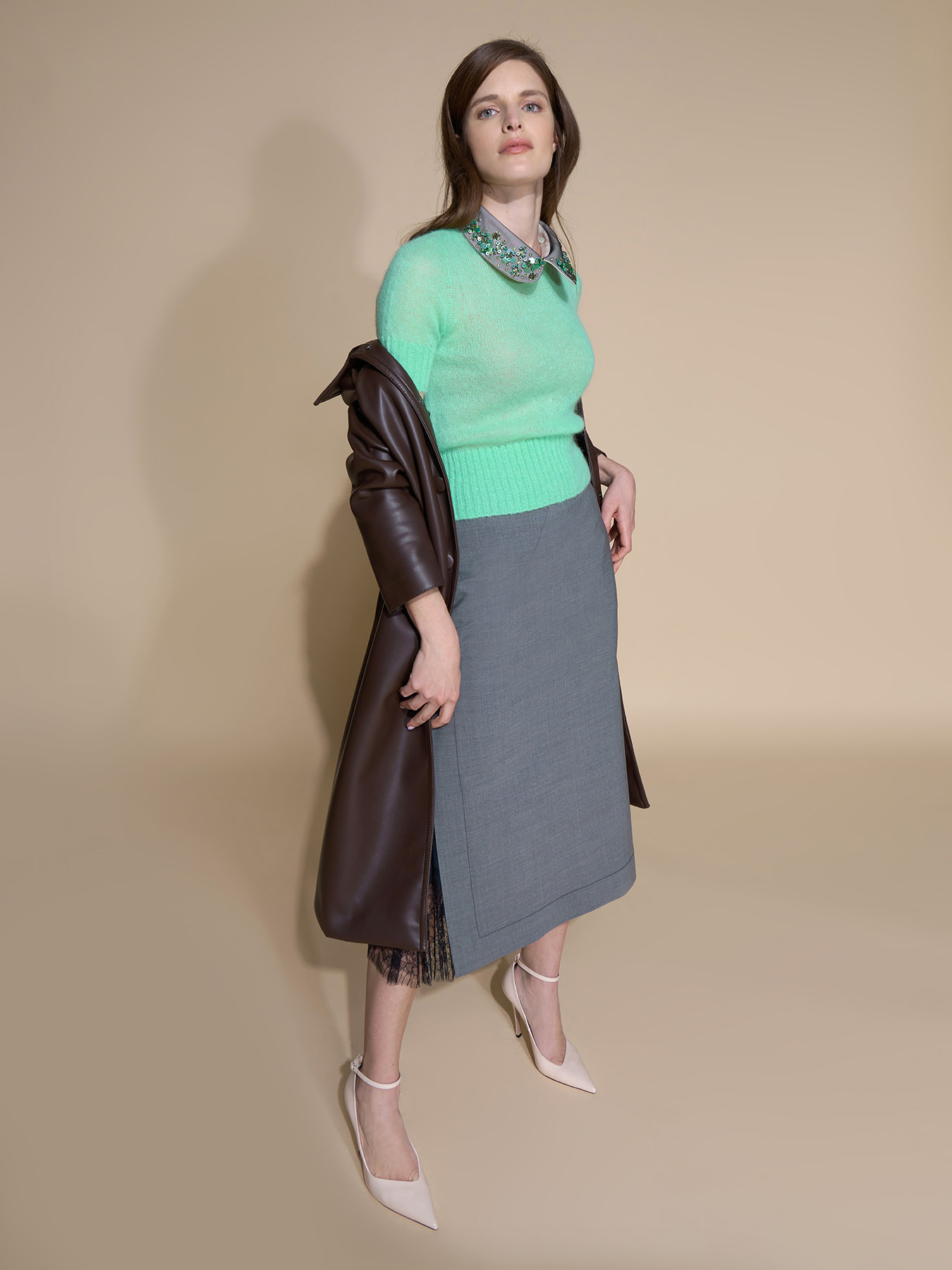 SWEATER WITH EMBROIDERED COLLAR image number 0