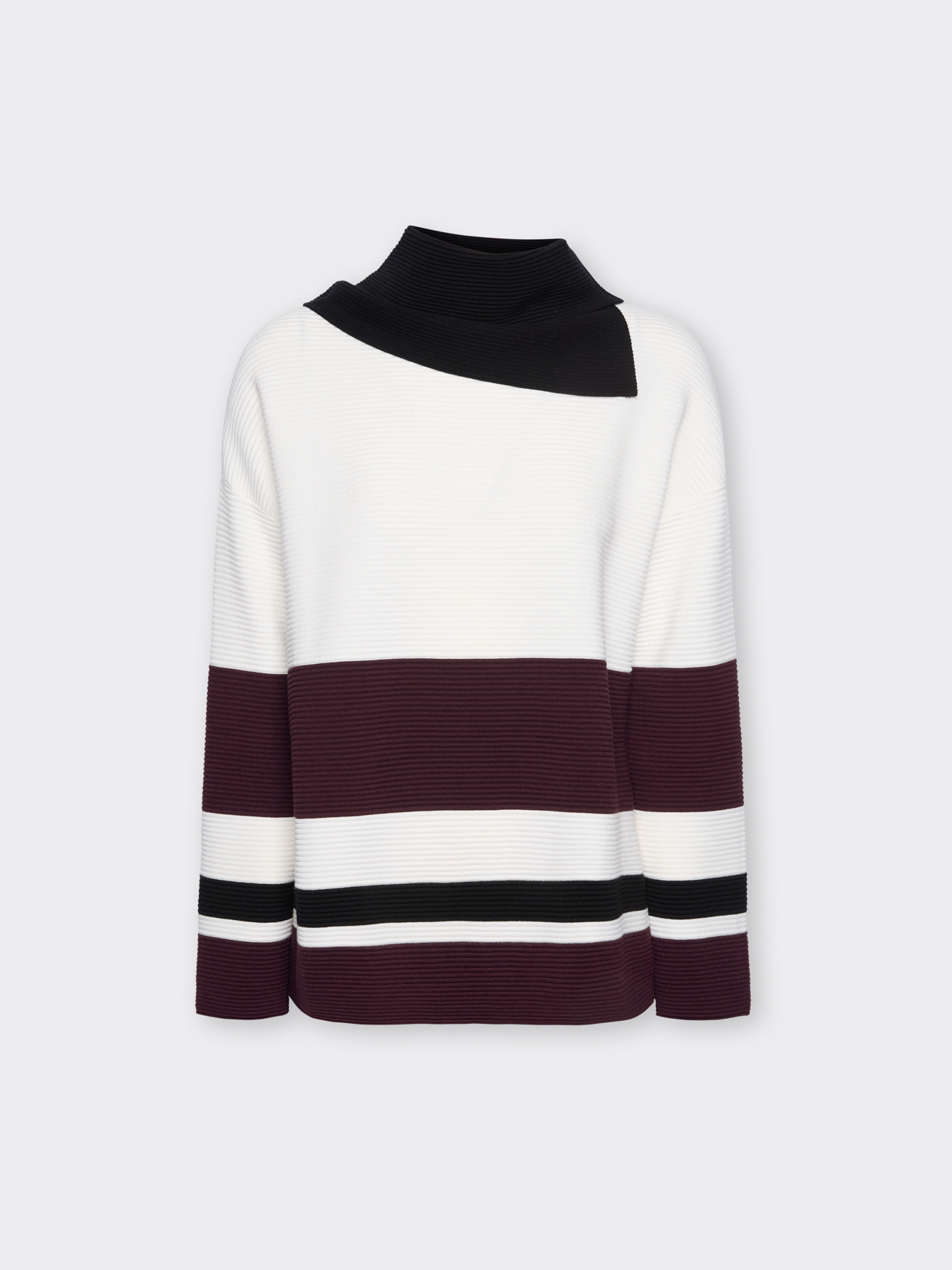 Gestreifter Strickpullover mit asymmetrischem Rollkragen image number 5