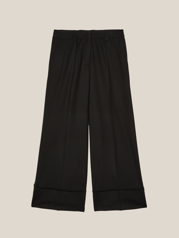 CROPPED STRETCH TWILL TROUSERS