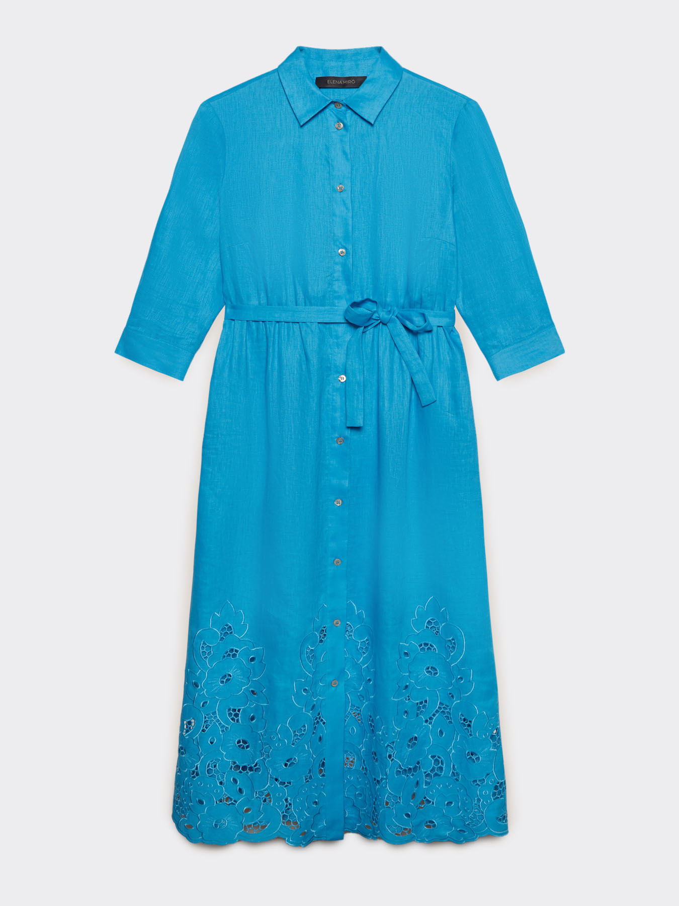 Vestido comprido de linho bordado image number 5