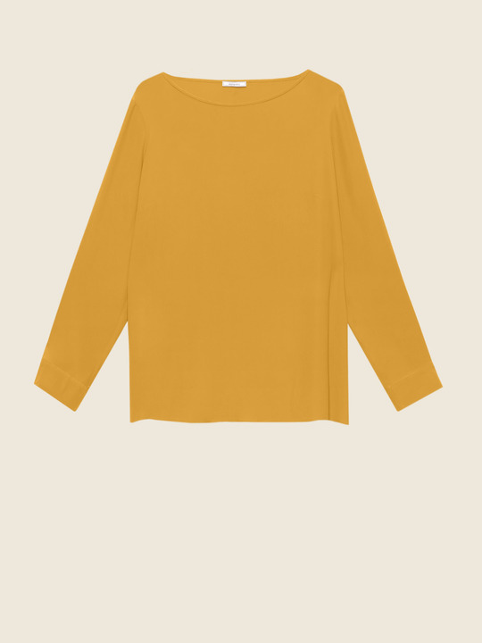 Elenamiro&nbsp;: Blouse en soie m&eacute;lang&eacute;e unie Jaune_1