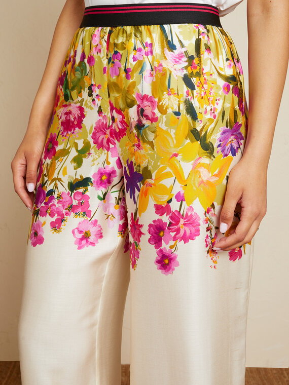 Elena Mirò Pantaloni floreali in viscosa Donna