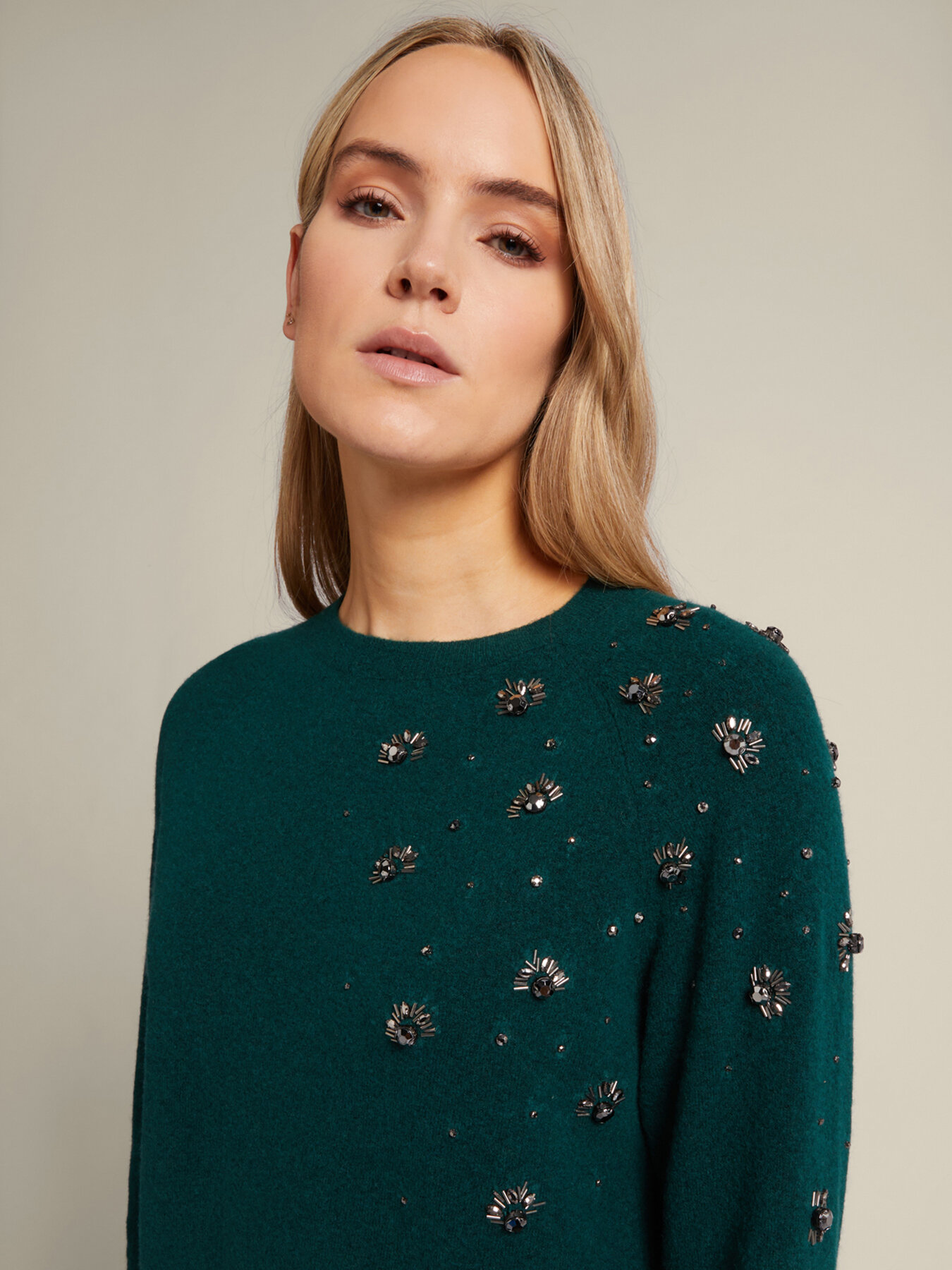 Collana maglia nautica con cristalli colorati champagne • Endless by