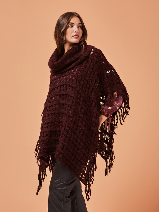 Elenamiro&nbsp;: Cape en tricot Violet_1