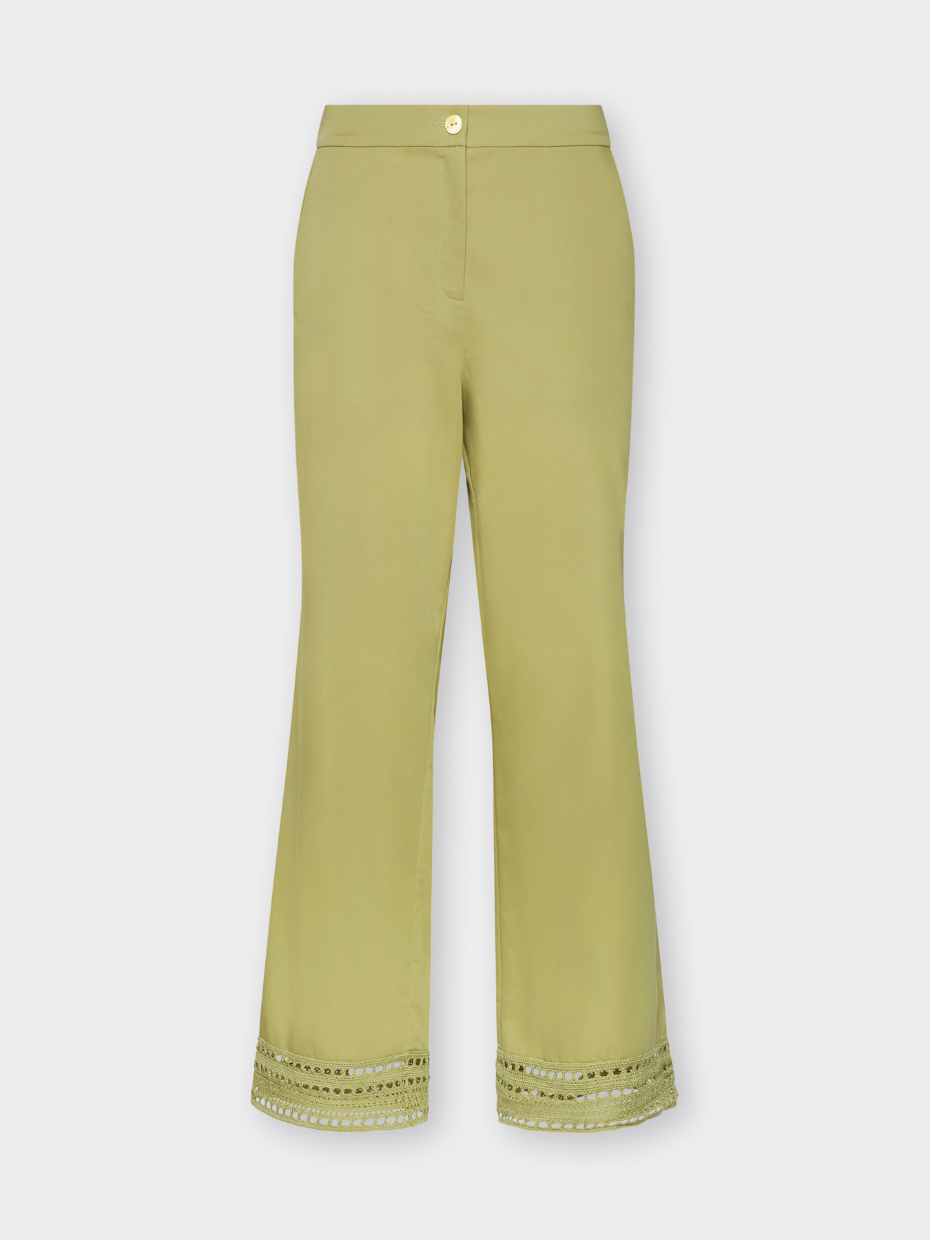 Mixed cotton trousers with lace image number 4