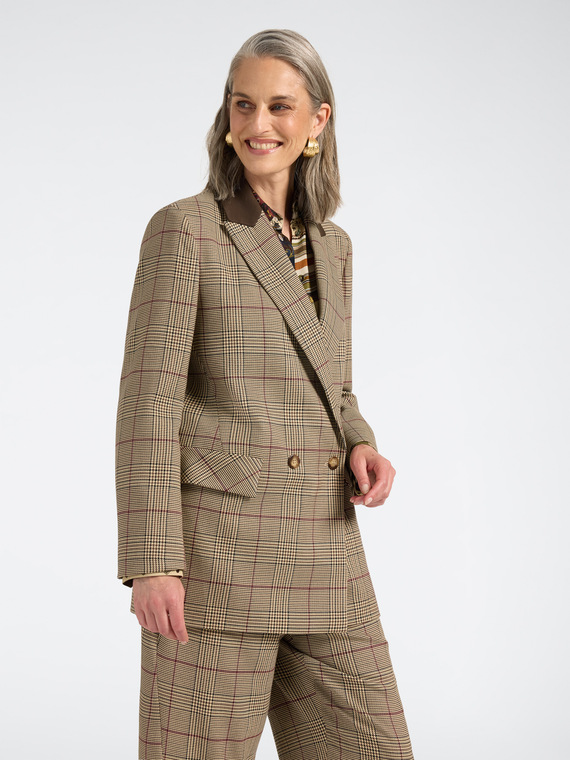 Doppelreihiger Blazer mit Prince-of-Wales-Muster