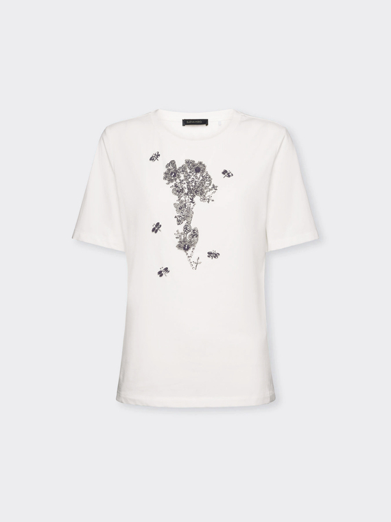 T-Shirt mit Blumenstickerei