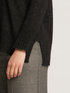 GAUZE EFFECT ALPACA V-NECK SWEATER WITH SLITS image number 3