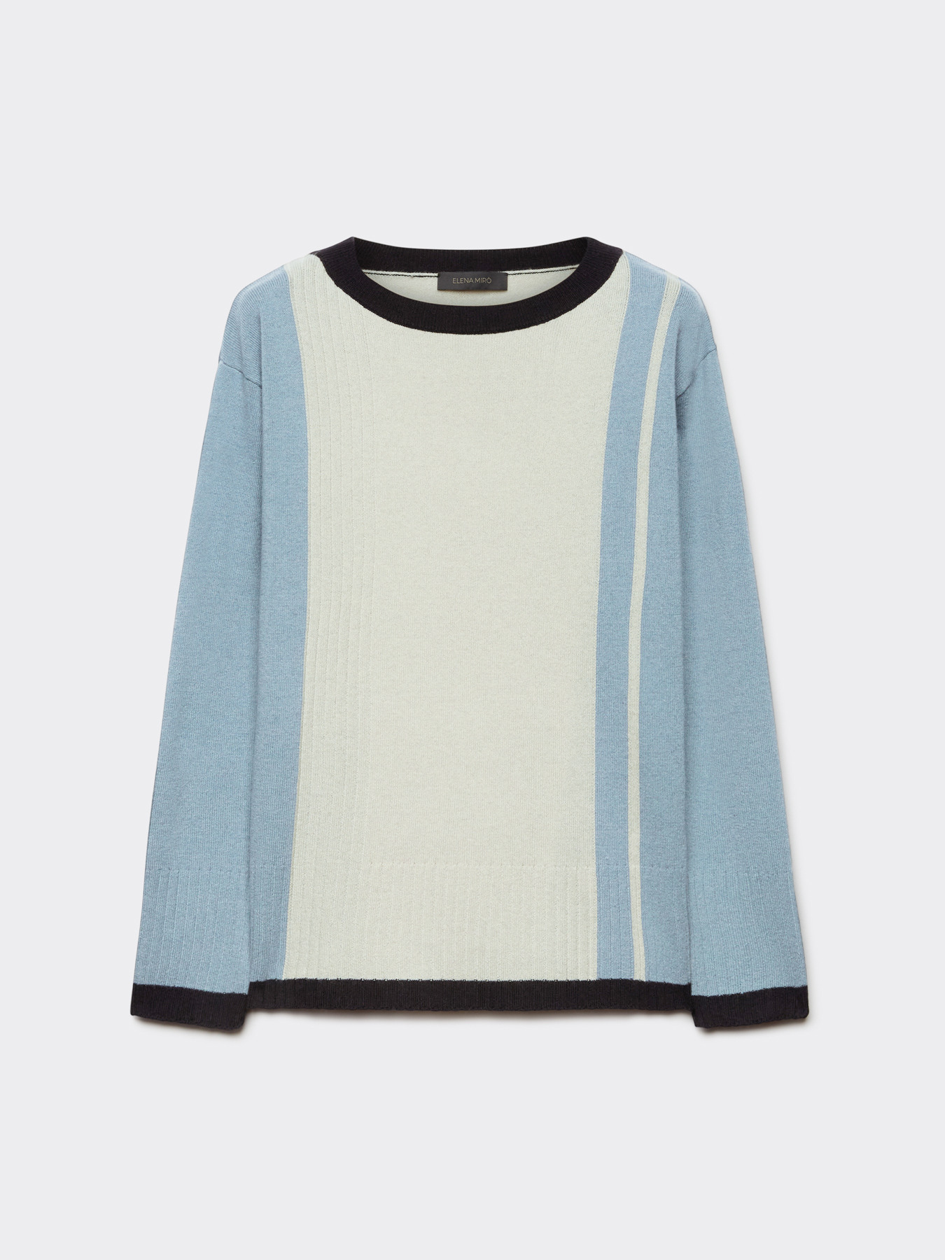 Color block sweater in pure wool image number 4
