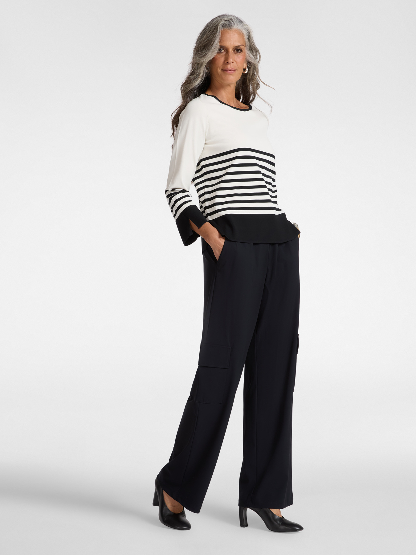 Striped viscose blend jersey image number 2