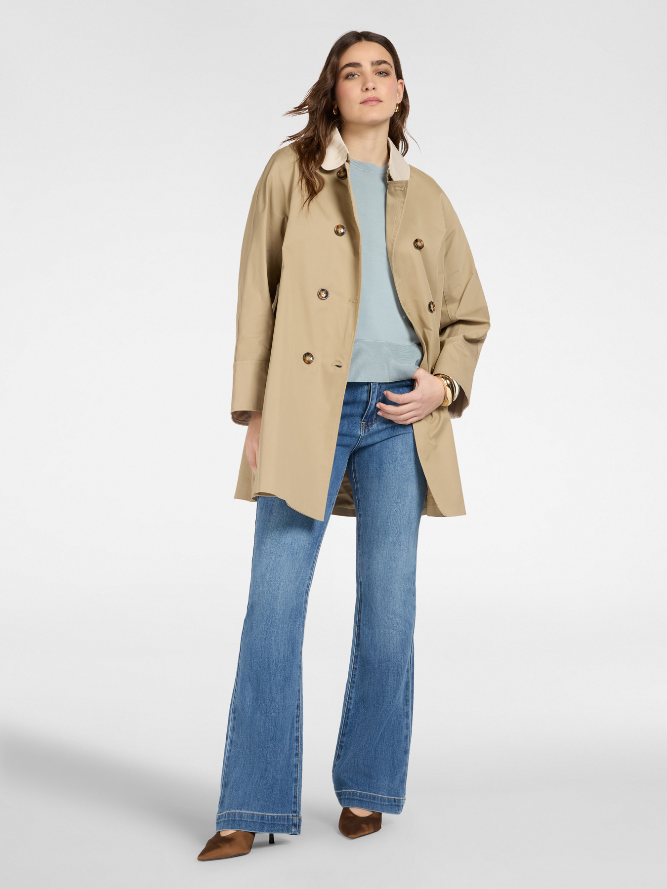 Trench doppiopetto in gabardine image number 2