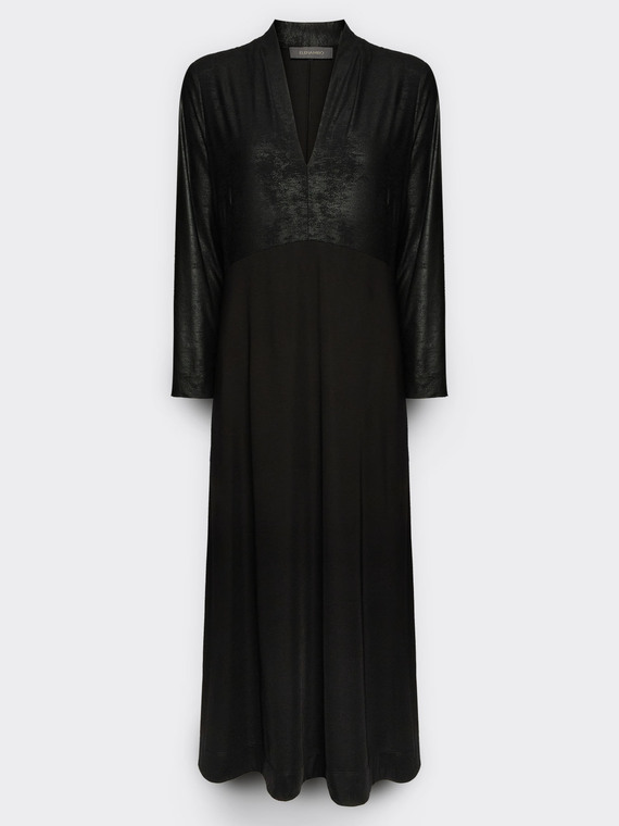 Robe longuette en deux tissus