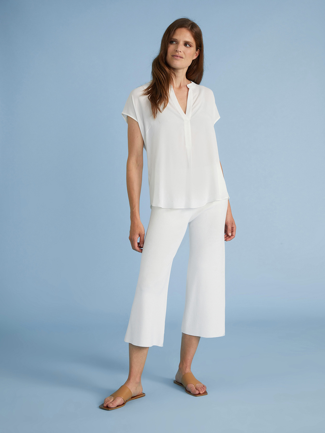 Top in crepe de chine e jersey image number 3