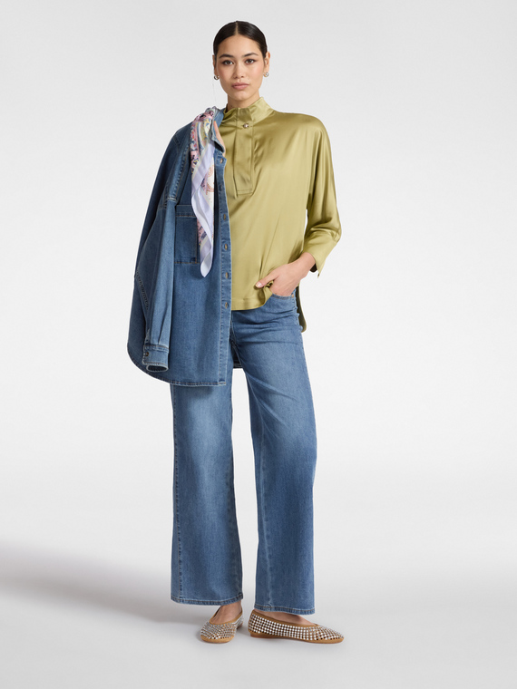 Jeans mit 5 Taschen, mittlere Bundh&ouml;he, weites Bein,  "Wanda"