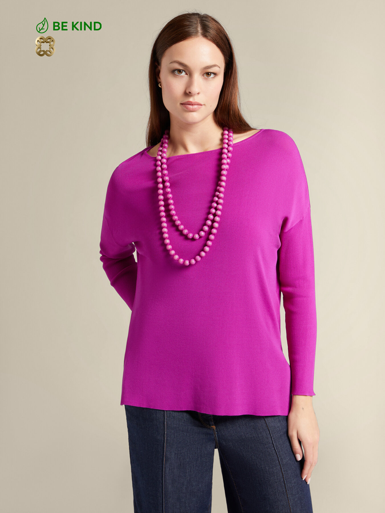 ECOVERO&trade; viscose sweater with necklace image number 0