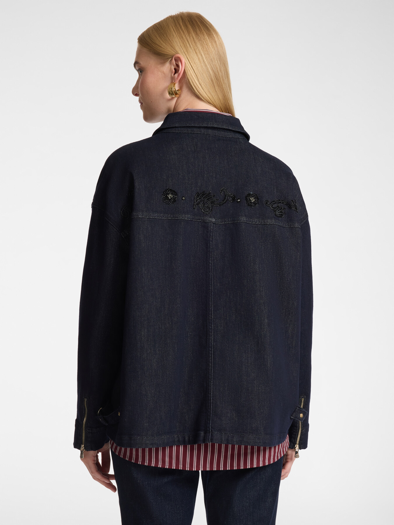 Embroidered unstructured denim jacket image number 1