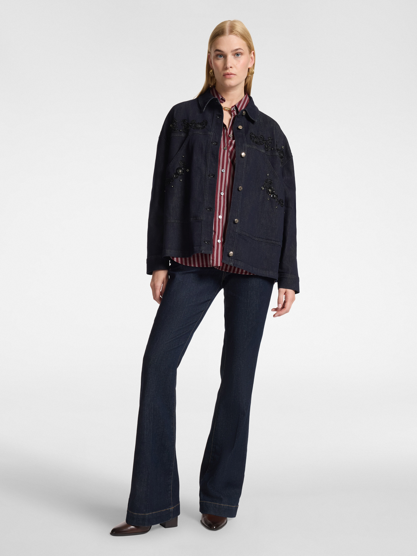 Embroidered unstructured denim jacket image number 2
