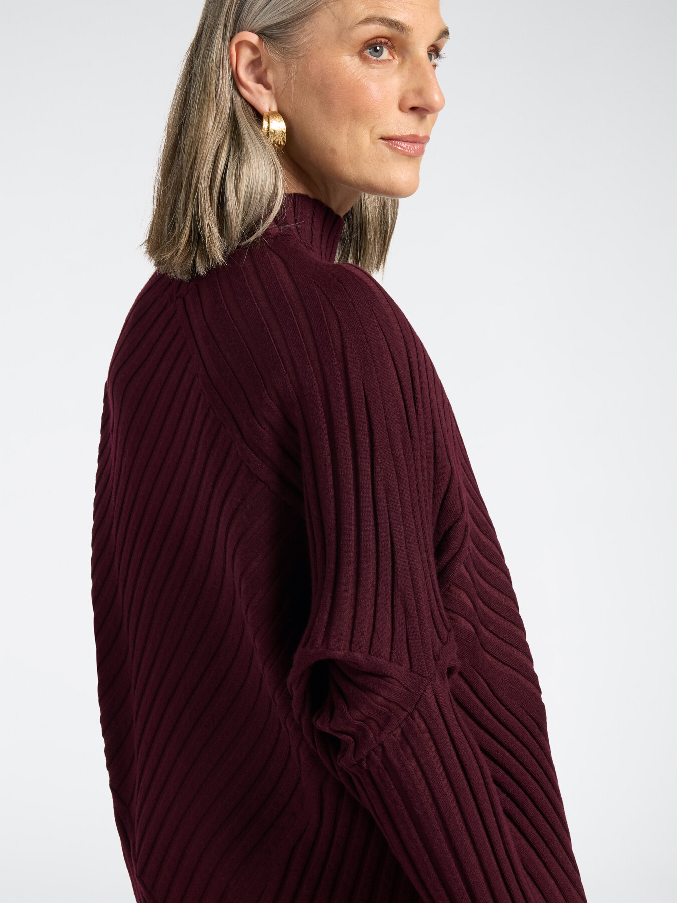 Oversized sweater with mixed rib knit image number 3