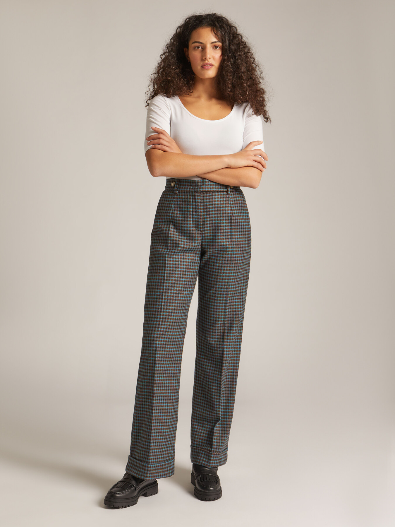 GERADE GESCHNITTENE HOSE MIT HAHNENTRITTMUSTER image number 2