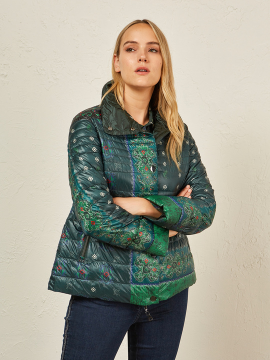 Elenamiro&nbsp;: Doudoune r&eacute;versible imprim&eacute;e Vert_1