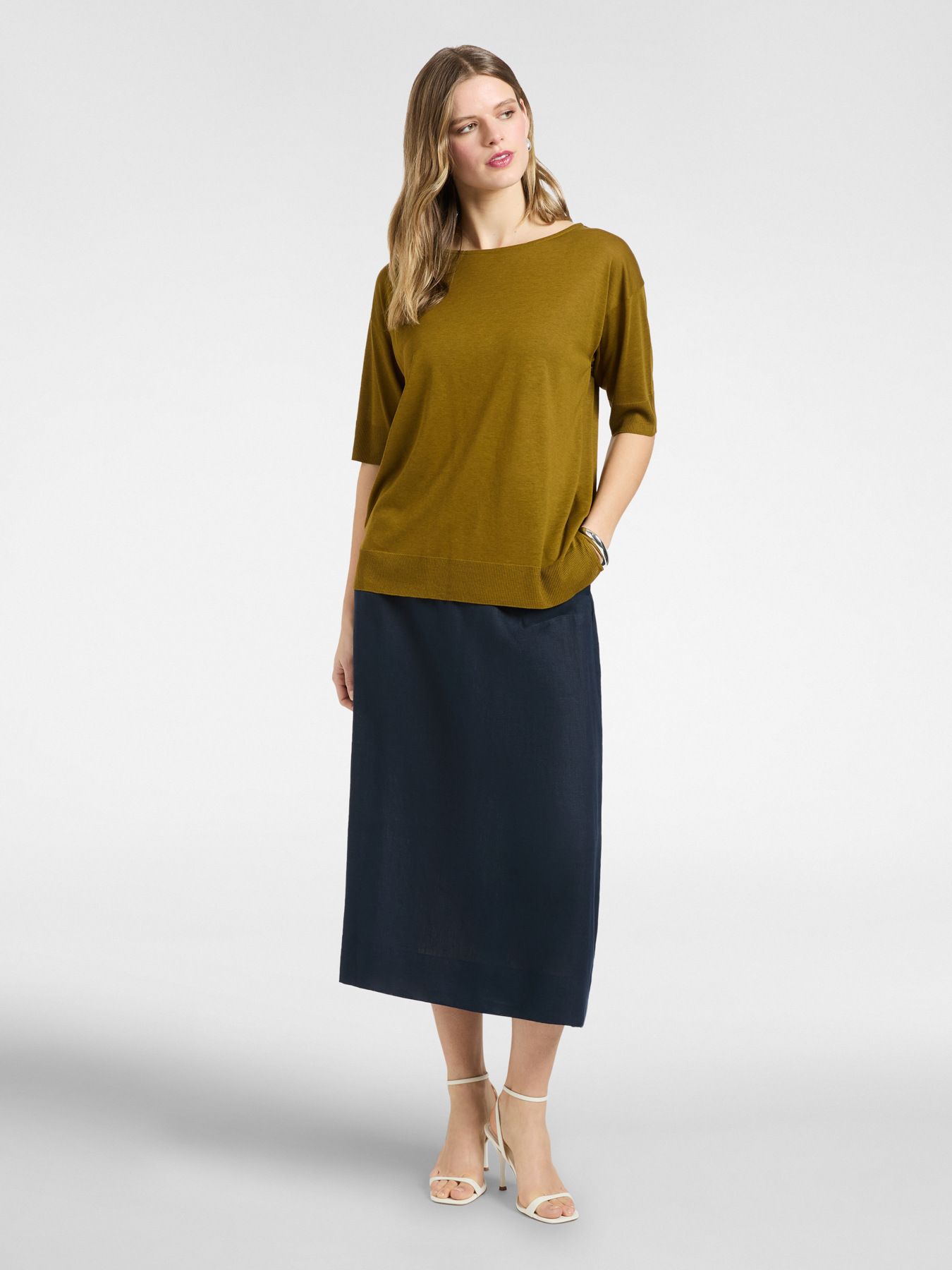 T-shirt in filato misto lyocell image number 3