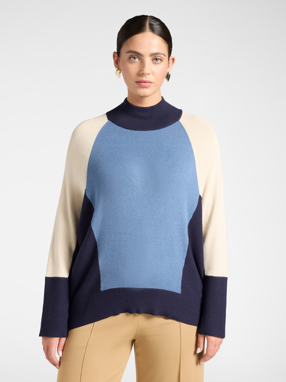 Colorblock-Rollkragenpullover mit Raglan&auml;rmeln