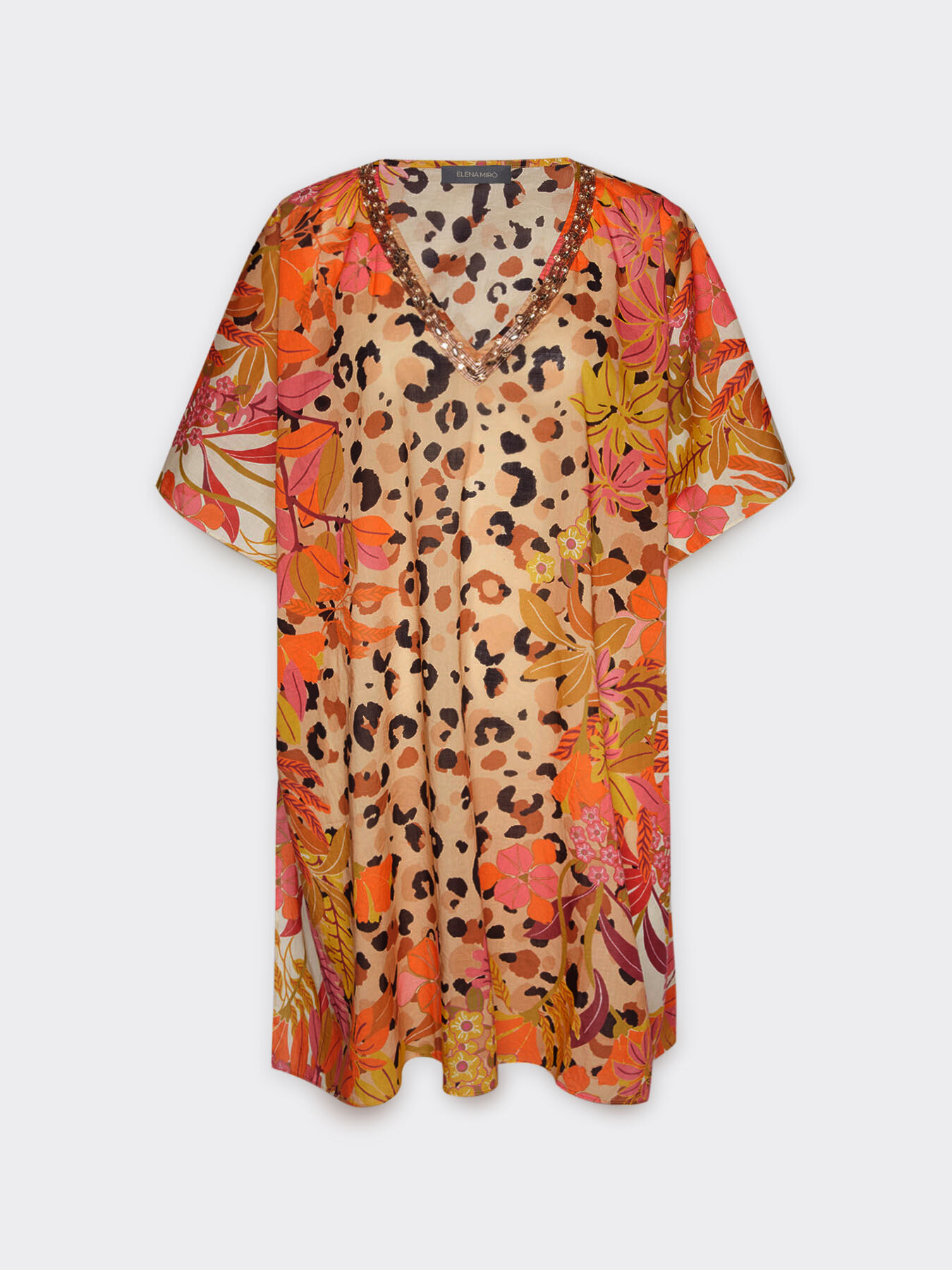 Printed and embroidered caftan image number 5