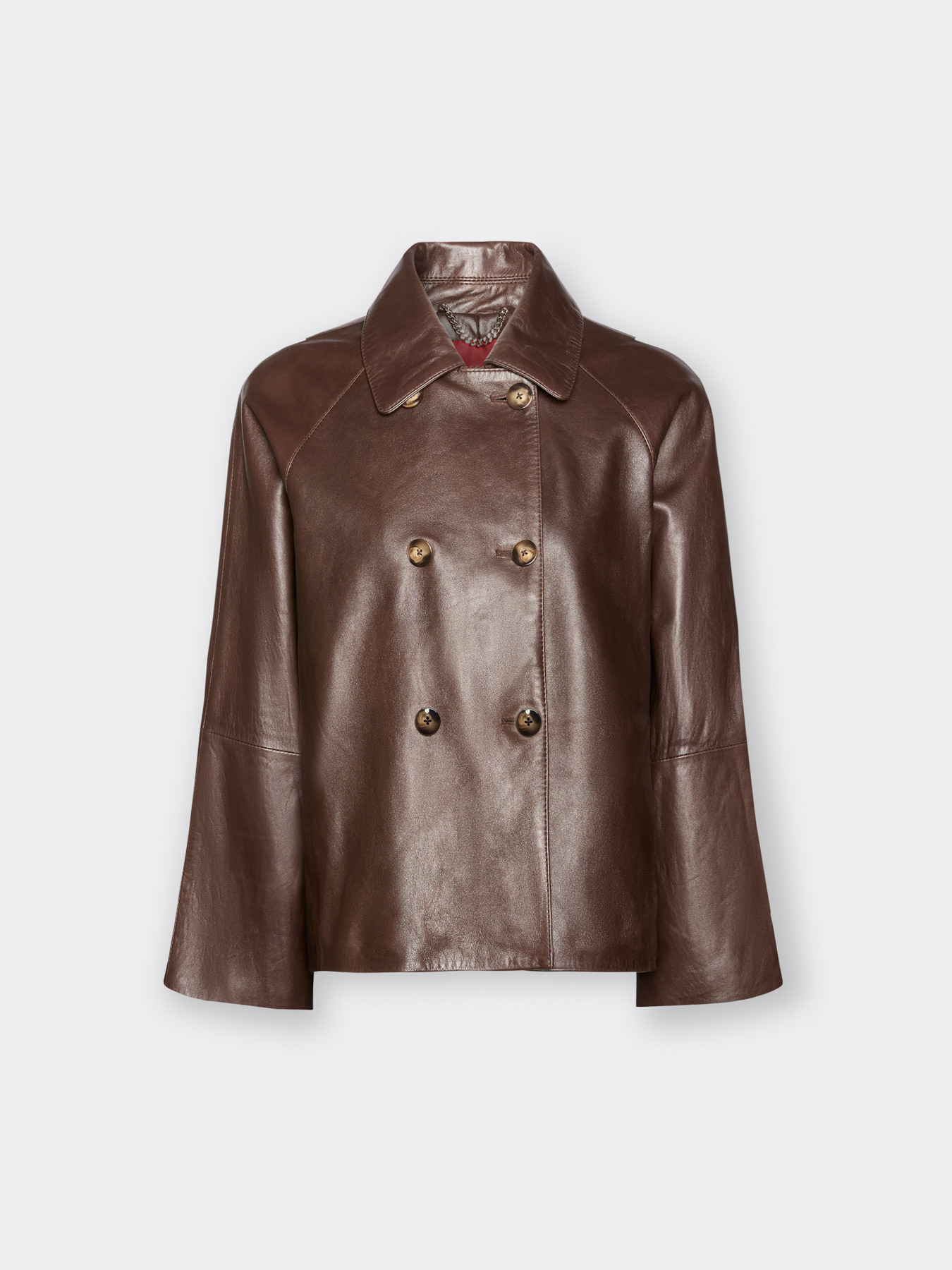 Double-breasted leather jacket image number 4