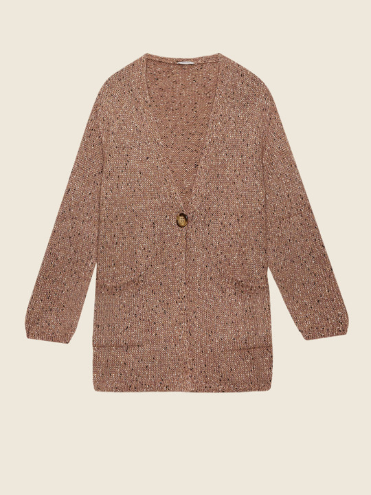 Elenamiro&nbsp;: Cardigan m&eacute;lang&eacute; avec paillettes Rose_1