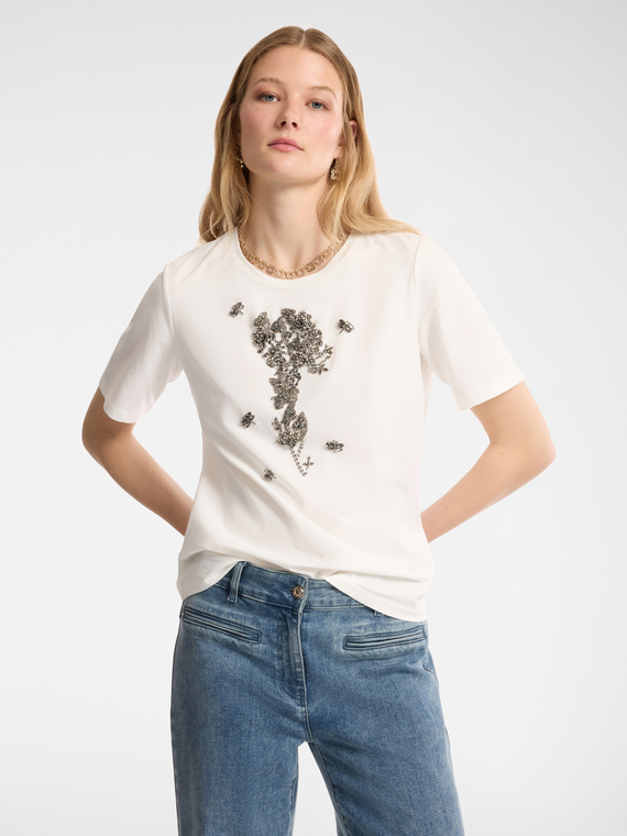 T-Shirt mit Blumenstickerei