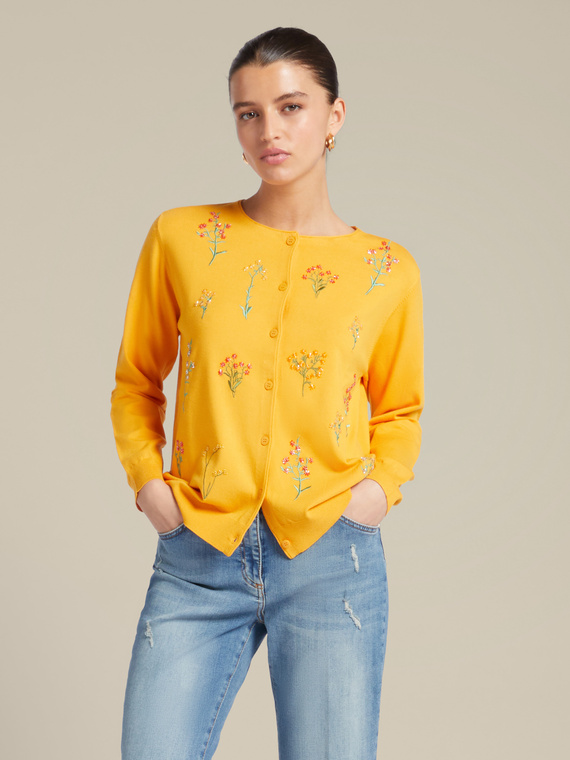 ECOVERO™ viscose cardigan with floral embroidery