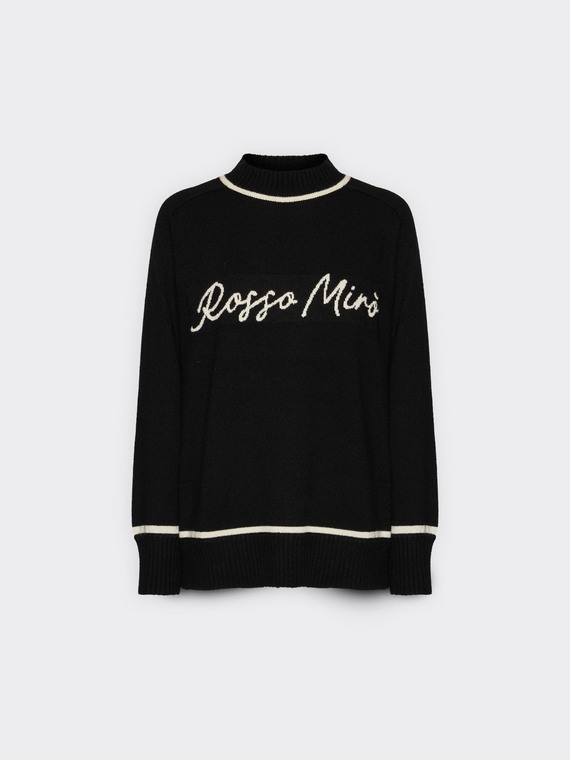 Wool sweater with contrasting writing