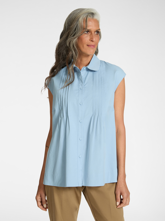 Mixed cotton shirt with pleats