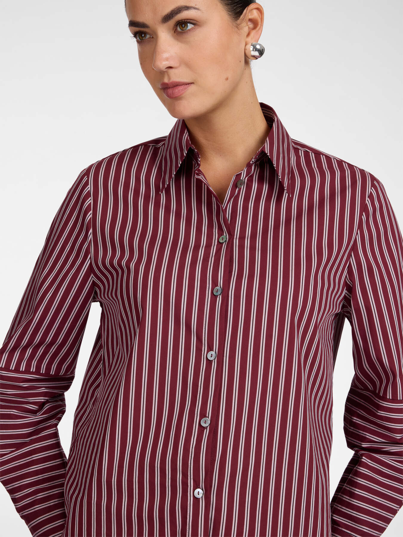 Camicia misto cotone a righe image number 3