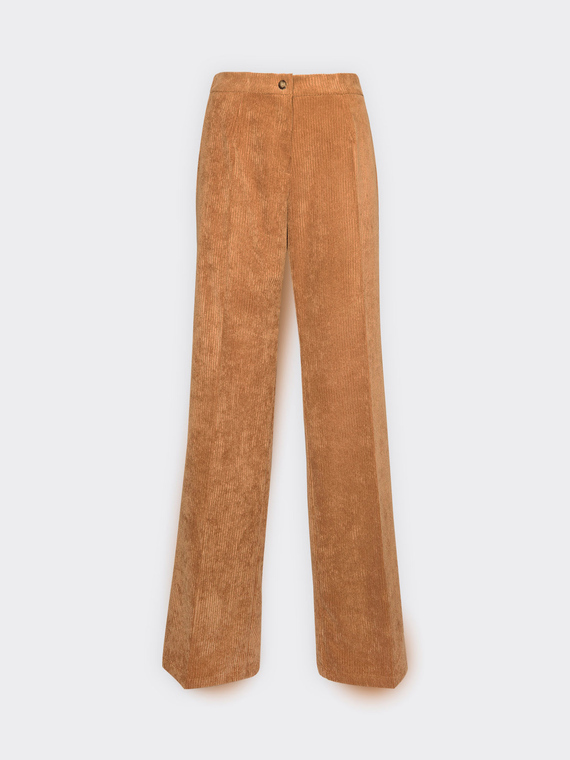 Pantalon palazzo en velours c&ocirc;tel&eacute;