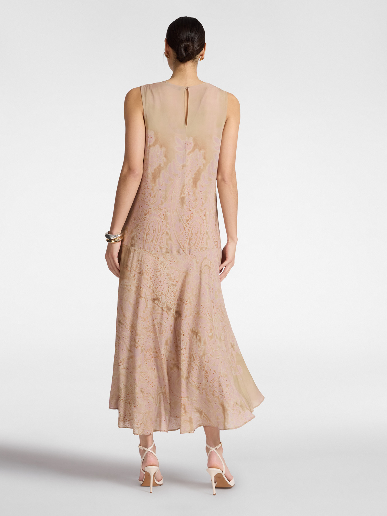 Long dress with lace print image number 1