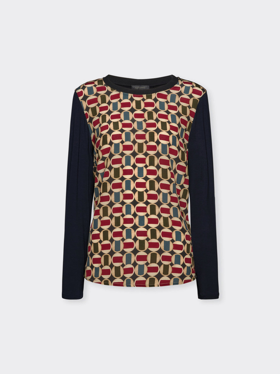 T-shirt with printed silk front