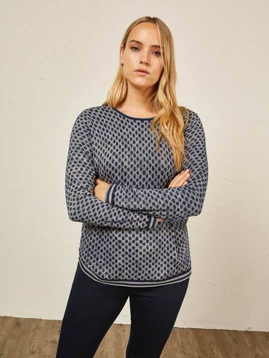 Elenamiro&nbsp;: Chandail en lurex &agrave; pois Bleu_1