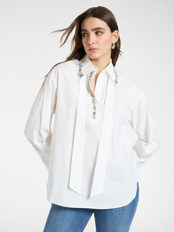 Camisa em popeline com cristais